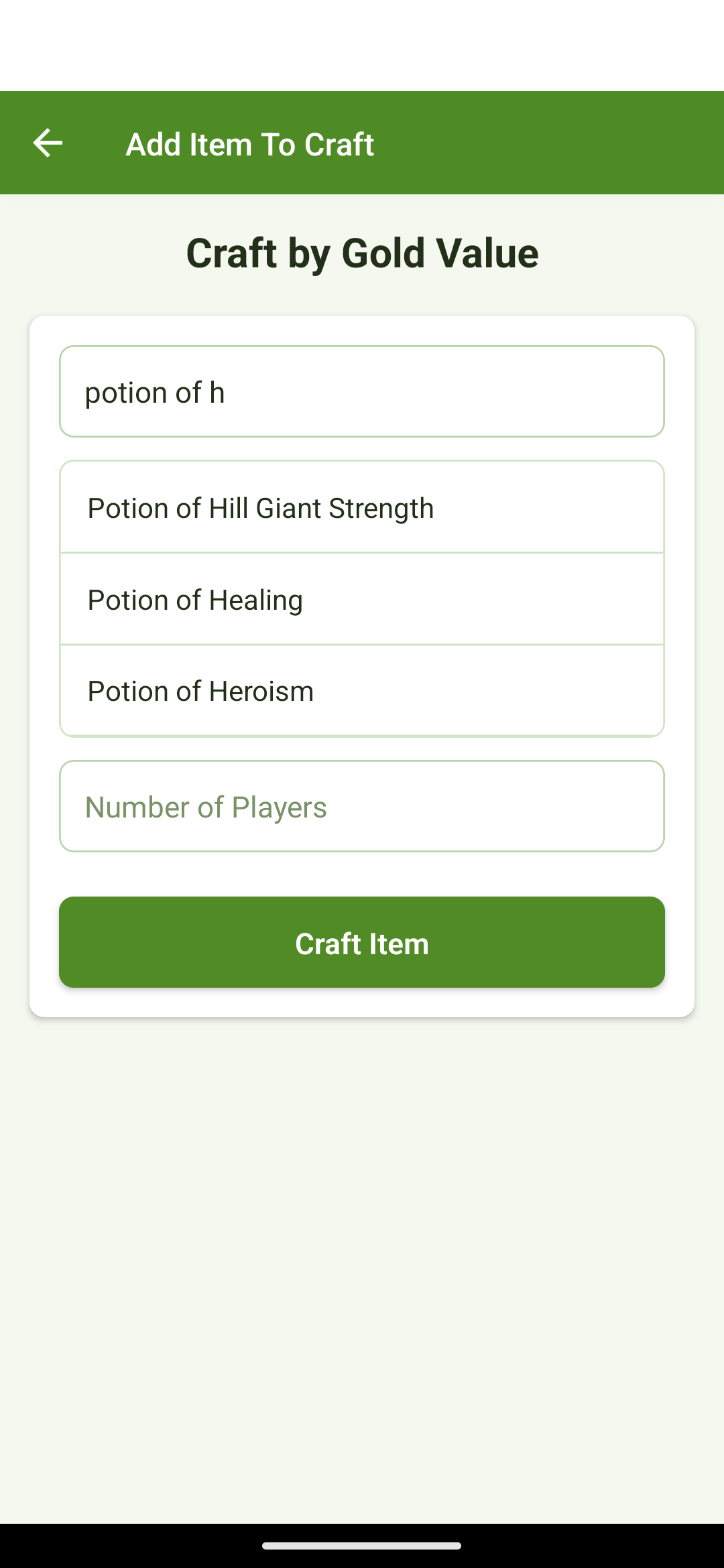 Crafting by gold value, D&D 5e SRD style